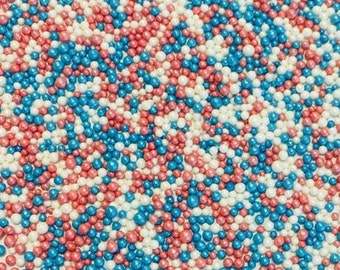 Pearly Nonpareils ~ Shimmer Nonpareils ~ Tiny Ball Sprinkles ~ Nonpareil Sprinkles ~ 4th of July Sprinkles ~ Patriotic Sprinkles