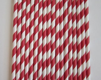 Red Striped Straws ~ Paper Straws ~ Drinking Straws ~ Cocktail Straws