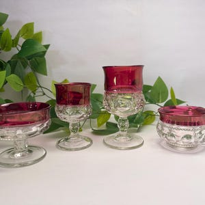King’s Crown Ruby Goblets Cups Coupes | Individual Replacement Pieces | Thumbprint Style