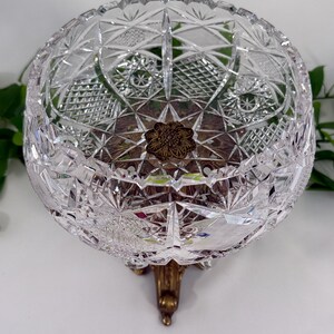 L&L WMC Brass and Cut Crystal Centerpiece Bowl Compote, Hollywood Regency Lusters image 12