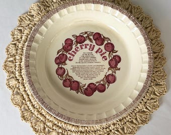 Vintage Royal China Jeannette Cherry Pie Dish Ceramic Decorative Display Pan 11"