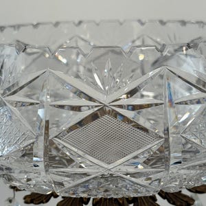 L&L WMC Brass and Cut Crystal Centerpiece Bowl Compote, Hollywood Regency Lusters image 13