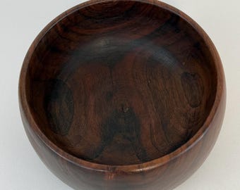 Solid Walnut Turned Bowl | Mid-Century Modern Treenware, Organic Farmhouse Decor