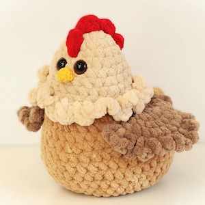 Huhn Häkelanleitung PDF – Plüsch Amigurumi Huhn – Chunky Yarn Farm Animal – Easy Crochet Pattern