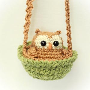 Owl Crochet Pattern PDF |Mini Owl in Hanging Nest (Digital Download)