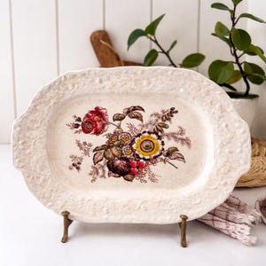 Mason’s Friarswood Serving Plate 12 x 8.75 in | Vintage English Ironstone | Floral Transferware Platter | Farmhouse Decor