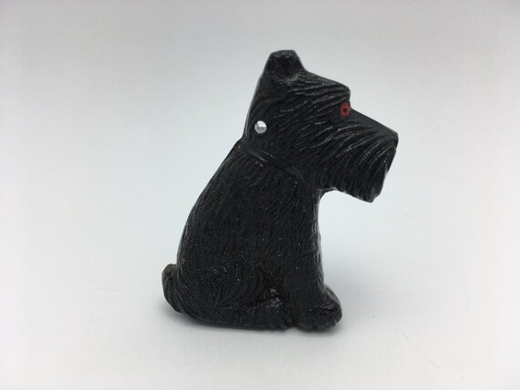 Scottie Dog Pendant carved glass scottish terrier… - image 5