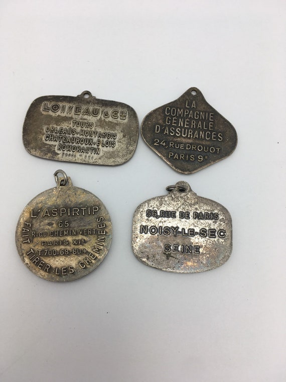 4 Vintage French Advertising Fobs French Pendants… - image 3