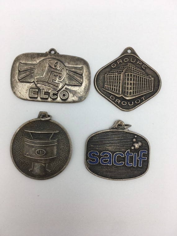 4 Vintage French Advertising Fobs French Pendants… - image 2