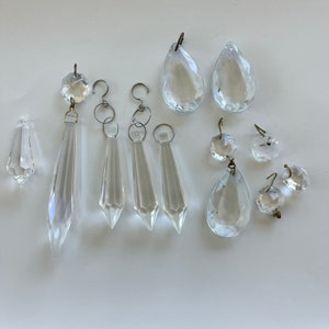 11 Vintage clear glass chandelier crystals Glass Crystal prism pendant drops Crystal spears chandelier crystal garland