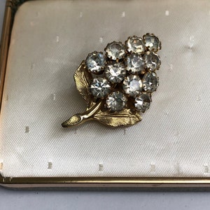 Vintage Rhinestone Leaf Brooch Leaf Pin  rhinestone brooch