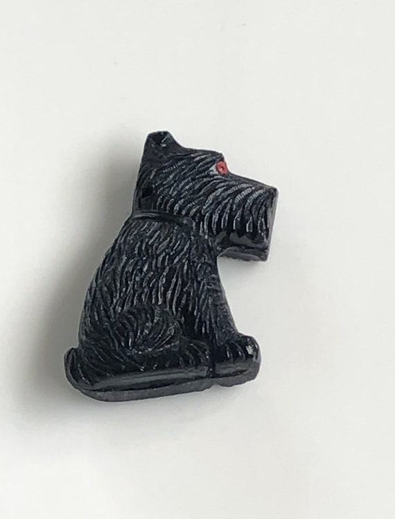 Scottie Dog Pendant carved glass scottish terrier… - image 1