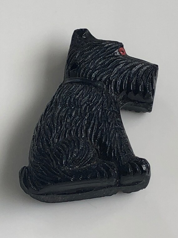 Scottie Dog Pendant carved glass scottish terrier… - image 3