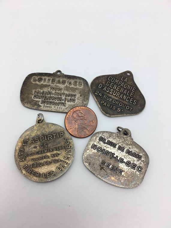 4 Vintage French Advertising Fobs French Pendants… - image 8