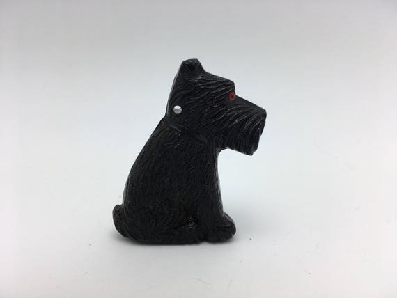 Scottie Dog Pendant carved glass scottish terrier… - image 2