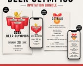 Beer Olympics Invitation Template Bundle, Editable Canva Invite, Beer Party Invite, Summer Party Invite, Drinking Games Invite, Phone Invite