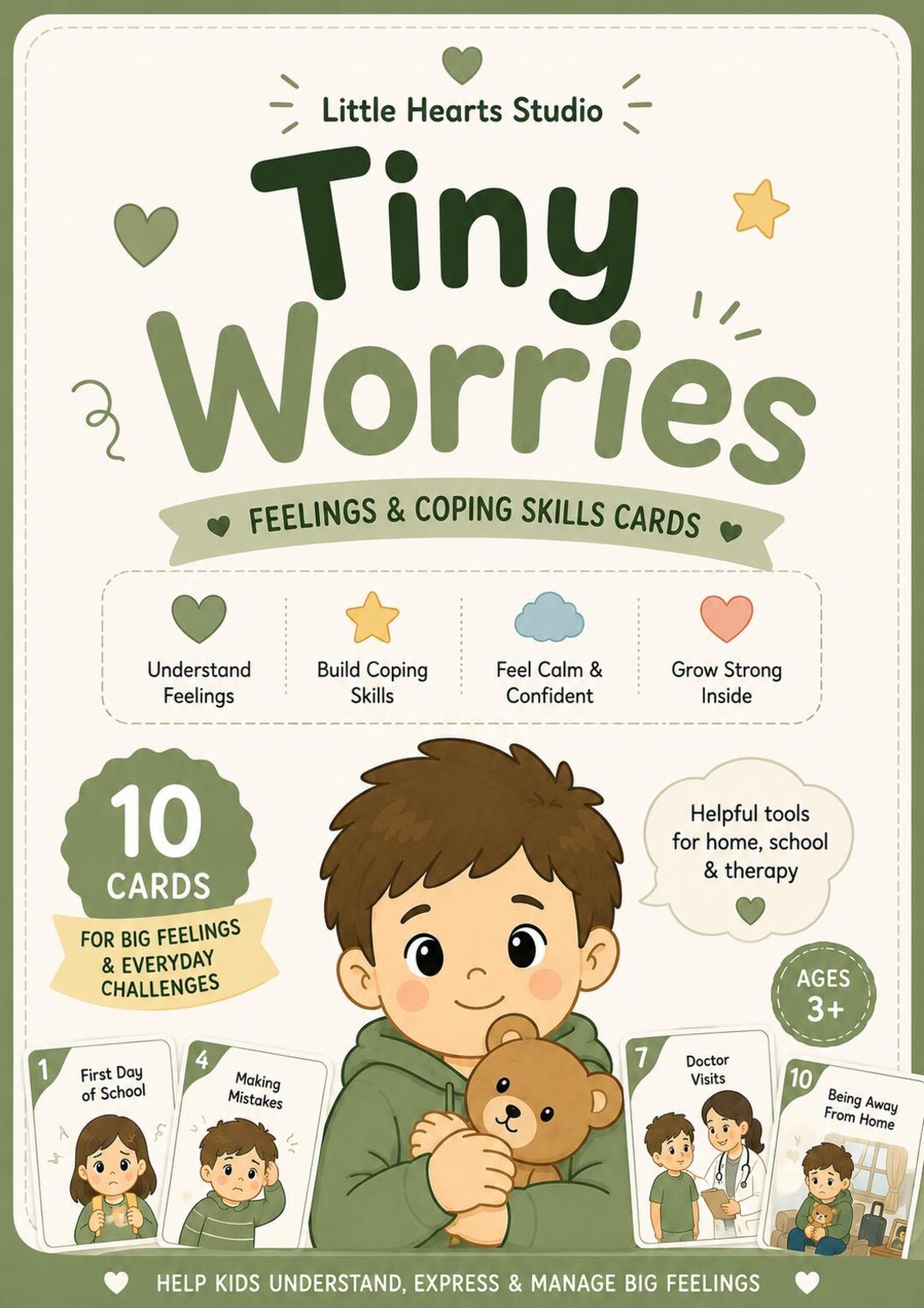 Tiny Worries Coping Skills Cards for Kids | Anxiety & Feelings ...