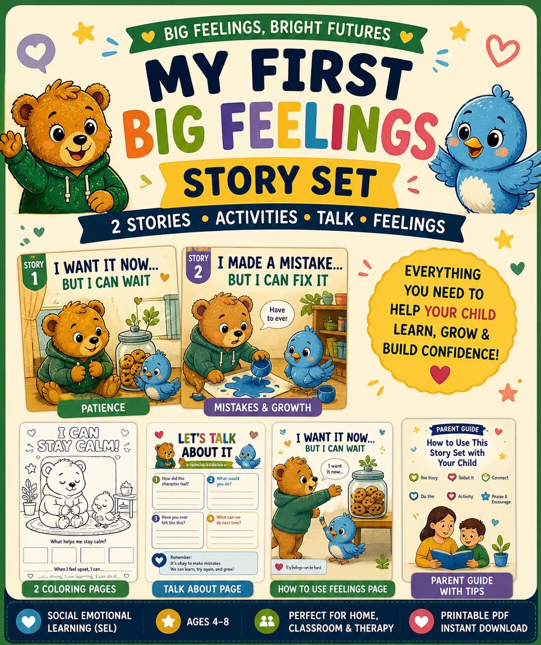 Big Feelings Stories for Kids | Social Emotional Learning Printable ...