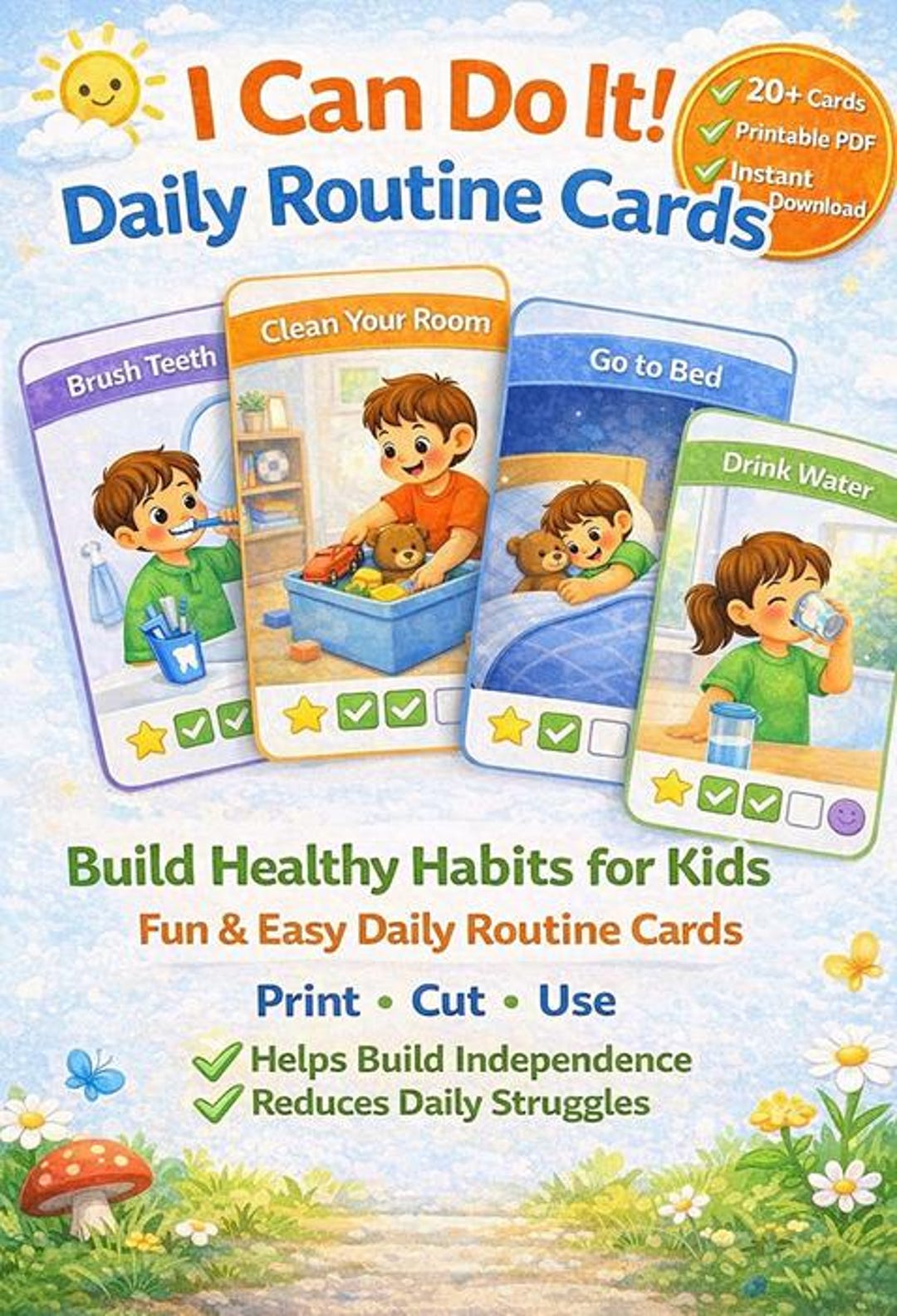 Daily Routine Cards for Kids Printable | Toddler Routine Chart ...