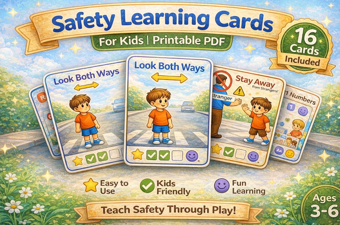 Safety Learning Cards for Kids Printable | Preschool Safety Activities ...