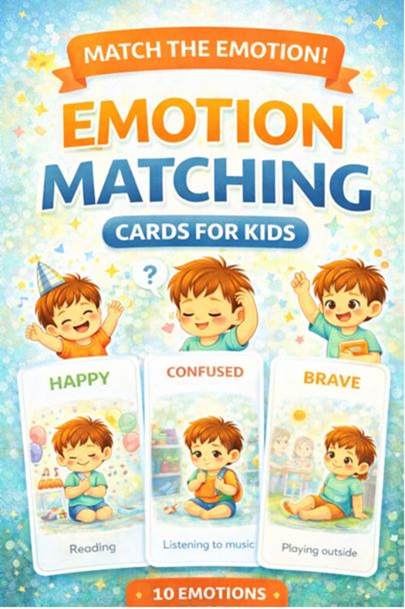 Emotion Matching Cards for Kids | Printable Feelings Game | Preschool ...