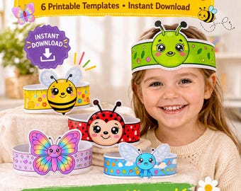 Insektenkronen Handwerk für Kinder | Ausdruckbare Käfer Stirnbänder (PDF Download)