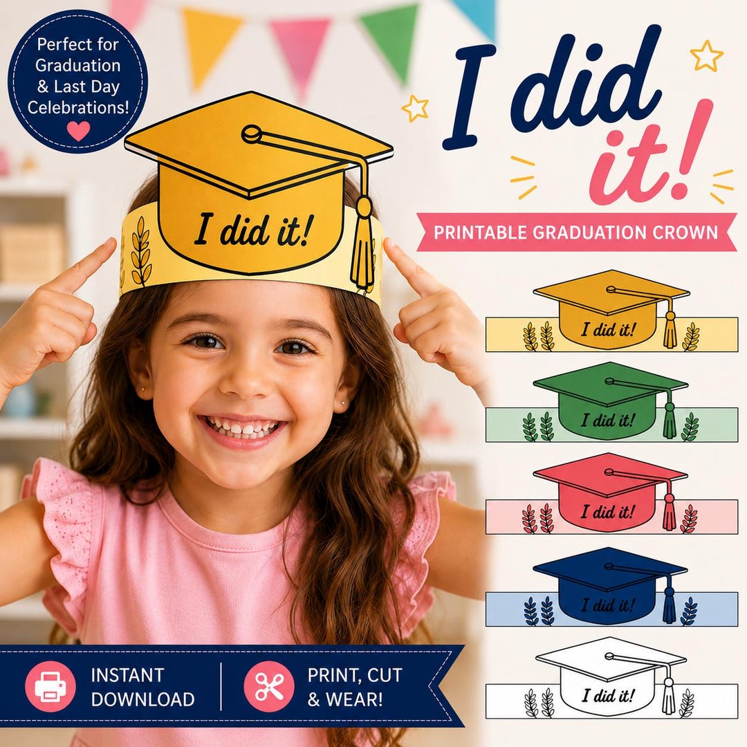 Graduation Hat Craft Crown | Printable Last Day of School Activity ...
