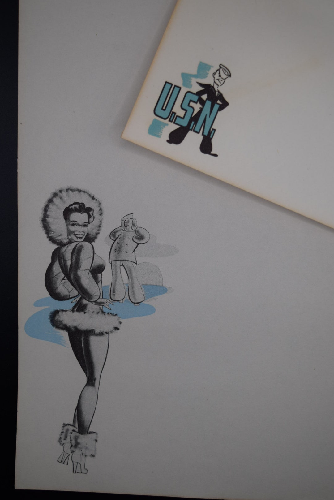 Vintage Military WW2 US Navy Stationary Blue Jackets Pin-up Girls ...