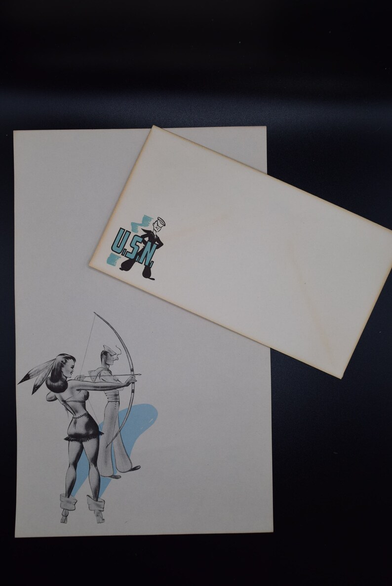 Vintage Military WW2 US Navy Stationary Blue Jackets Pin-up Girls ...