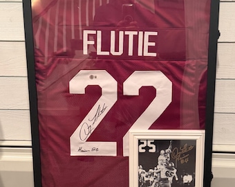 Doug Flutie Signed Jersey Photo Display – Beckett Authenticated Heisman 84 Boston College Memorabilia, college football fan, man cave decor