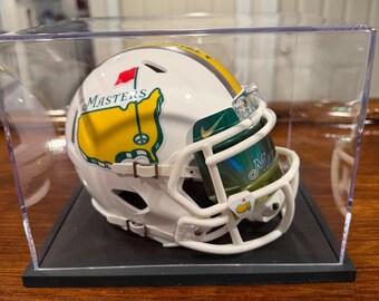 Masters Inspired Mini Football Helmet Display Case | Augusta Golf Theme Collectible | Man Cave Decor | Golf Fan Gift | Custom Helmet Display
