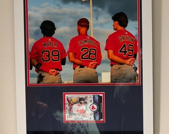 Boston Red Sox Big 3 Framed Display | Anthony, Mayer, Campbell Prospect Wall Art, baseball collectible, sports fan