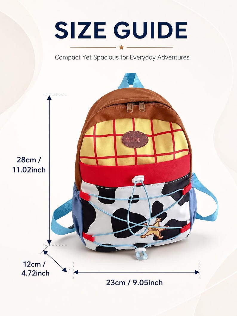 Mochila de Woody de Toy Story / Bolso de sheriff con estampado de vaca / Mochila informal para mujer y niños / Regalo para fans de Disney / Mochila escolar de dibujos animados / Mochila de uso diario imagen 5
