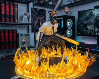 Figura LED de Chainsaw Man Denji de 18 cm / Lámpara de figura de acción de PVC / Decoración de anime / Regalo coleccionable de CSM / Merchandising para fans del manga otaku / Luz nocturna de anime
