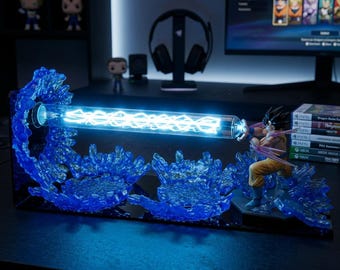 Son Goku Kamehameha LED Lamp Figure, Dragon Ball Anime Collectible, Light Up Desk Decor, Gift for Anime Fans
