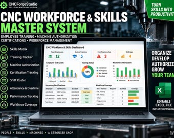 CNC Skills Matrix Excel | Employee Training, Machine Authorization, Certification & Workforce Management System