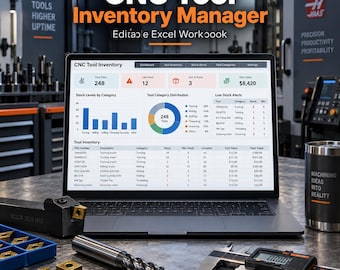 Inventory Tracker Spreadsheet for Machine Shops | CNC Tool Inventory Management Excel Dashboard
