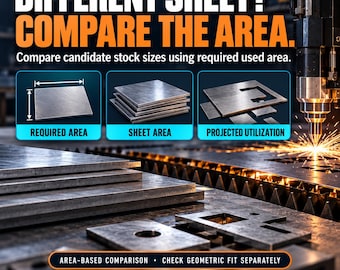 Laser Sheet & Scrap Tracker Excel Template, CNC Material Utilization Calculator, Sheet Size Comparison, Material Cost per Part