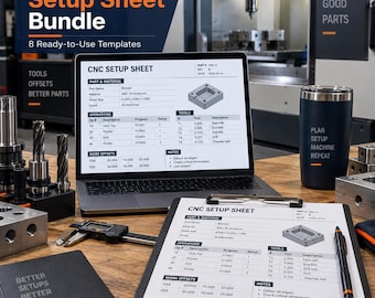 CNC Setup Sheet Bundle: Lathe, Milling, Tool List and Inspection Templates, Excel + PDF