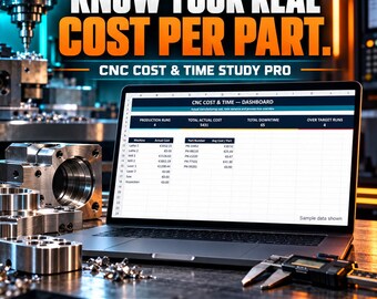 Plantilla de Excel para estudio de costes y tiempos de fabricación CNC, calculadora de coste por pieza (descarga digital)