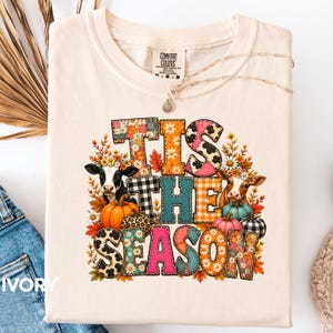 Tis the Season Fall Shirt, Patchwork Pumpkin Tee, Rustic Autumn Comfort Colors Shirt, Thanksgiving Harvest Graphic Gift
