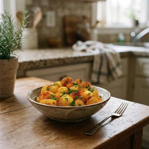 May include: A set of three ceramic nesting bowls in graduating sizes. The bowls feature a speckled, matte finish in shades of cream, light brown, and dark brown. The largest bowl measures approximately 8 inches in diameter.