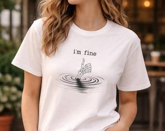 Ich bin feines Skelett Hand T-Shirt, Dark Humor Grafik T-Shirt, minimalistisches ästhetisches Shirt, Gothic Streetwear, lustiges trauriges Stimmung T-Shirt