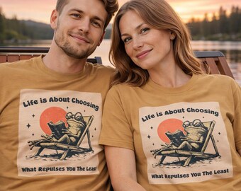 Life is about Choosing TShirt Lustige Frosch Grafik Tee, Unisex Vintage Style, Chill Zitat Shirt, Geschenk für Free Spirits