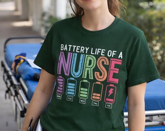 Batterielebensdauer eines Krankenschwester-T-Shirts, lustiges Krankenschwester-Shirt, Pflegeleben-T-Stück, Krankenschwester-Geschenk, RN LPN CNA Hemd