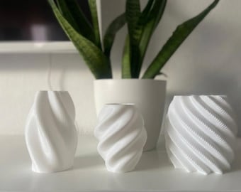 Set of 3 Spiral Vases STL – Digital Download – Fashion-optimized Vases – Includes Commercial License – 3D Print File – Modern Home Decor – Tavas Design