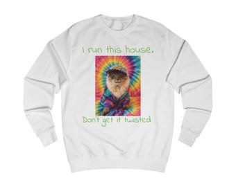 Tie-Dye Cat Portrait Sweatshirt | Sarcasm University Paw Print Back