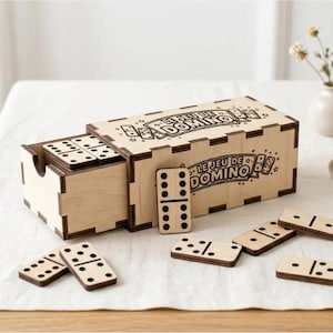 Wooden Dominoes Game Box SVG, Laser Cut Dominoes Template, Jeu de Domino File