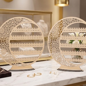 Celestial Moon Jewelry Display SVG, Mandala Earring Holder Stand File (Digital Download)