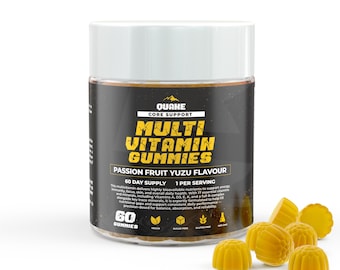 Vegan Multivitamin Chewable Gummies – Passion Fruit & Yuzu Flavour Daily Supplement (60 Gummies)